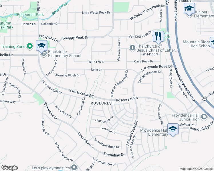map of restaurants, bars, coffee shops, grocery stores, and more near 5163 Alpen Glow Ct in Herriman