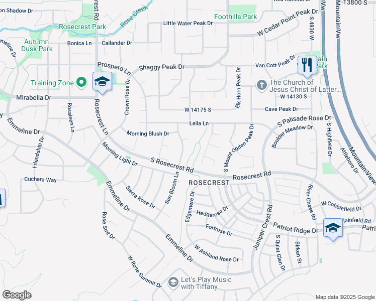 map of restaurants, bars, coffee shops, grocery stores, and more near 14329 Sun Bloom Ln in Herriman