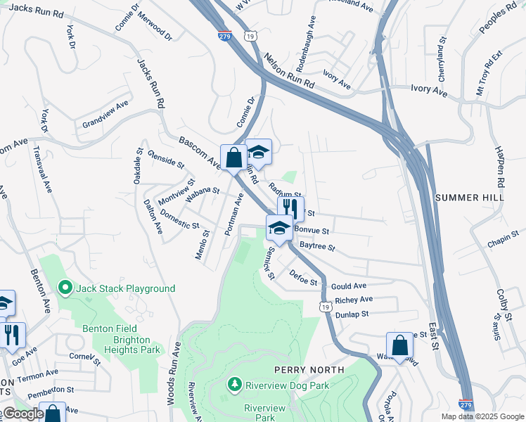 map of restaurants, bars, coffee shops, grocery stores, and more near 3963 Perrysville Avenue in Pittsburgh