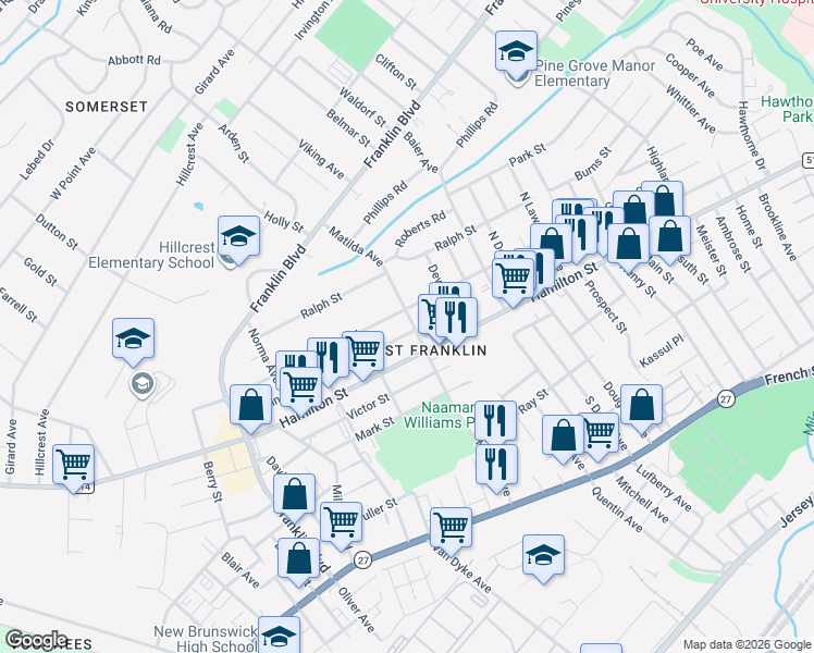 map of restaurants, bars, coffee shops, grocery stores, and more near 148 Matilda Avenue in Franklin Township