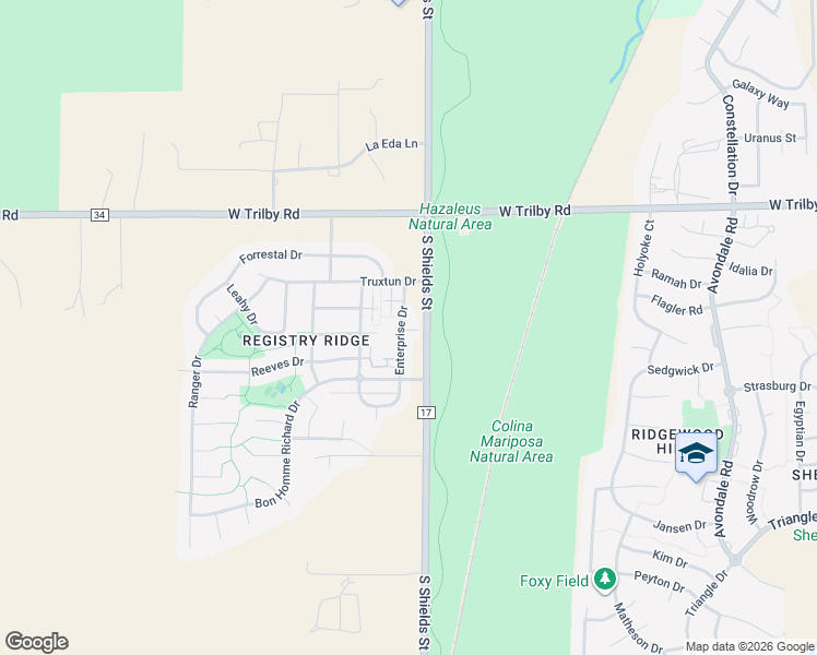 map of restaurants, bars, coffee shops, grocery stores, and more near 6820 Enterprise Drive in Fort Collins