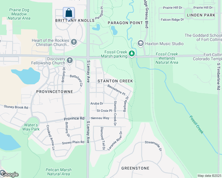 map of restaurants, bars, coffee shops, grocery stores, and more near 6815 Mont Serrat Drive in Fort Collins