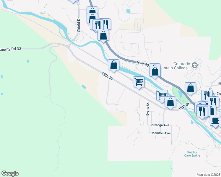 map of restaurants, bars, coffee shops, grocery stores, and more near 992 Captain Jack Drive in Steamboat Springs