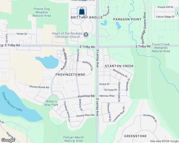 map of restaurants, bars, coffee shops, grocery stores, and more near 930 Deerhurst Circle in Fort Collins