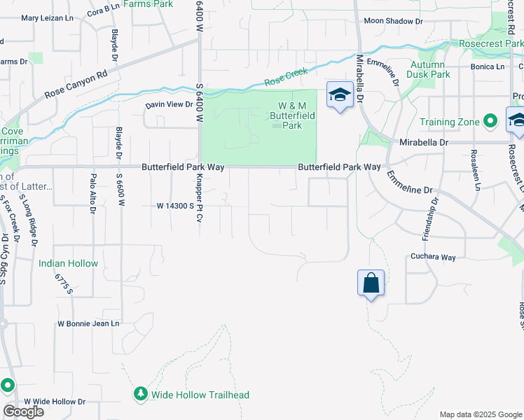 map of restaurants, bars, coffee shops, grocery stores, and more near 6242 West Fort Duchesne Cove in Herriman