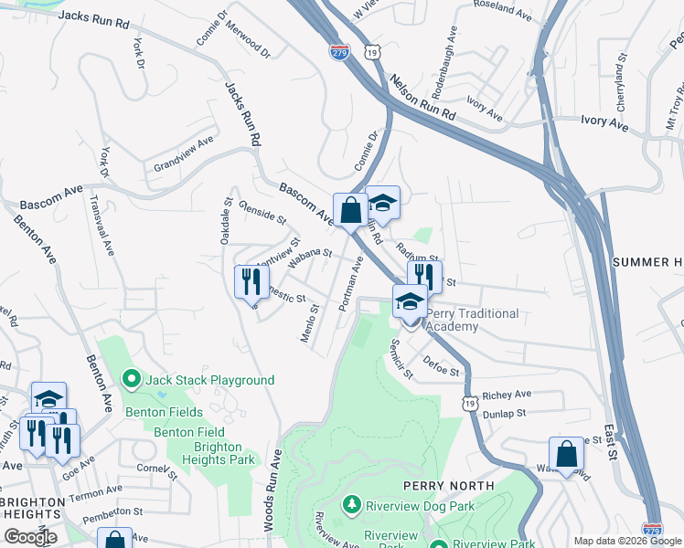 map of restaurants, bars, coffee shops, grocery stores, and more near 4029 Portman Avenue in Pittsburgh