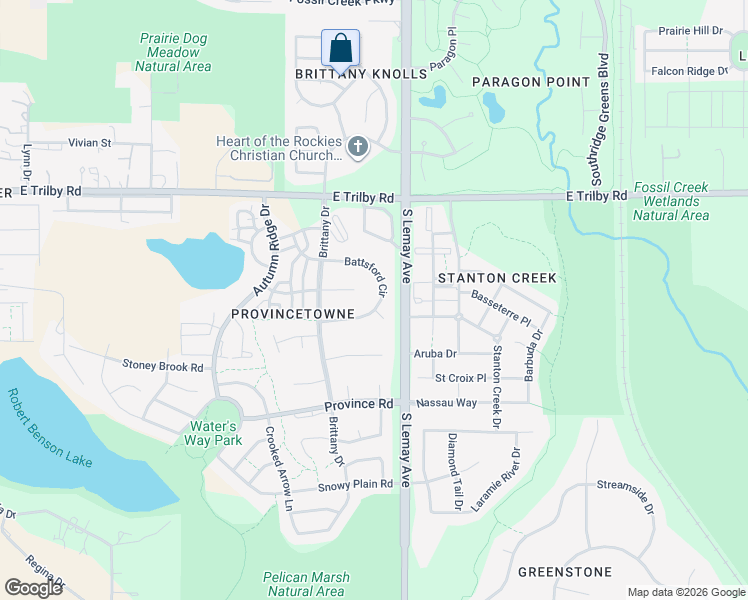 map of restaurants, bars, coffee shops, grocery stores, and more near 930 Deerhurst Circle in Fort Collins