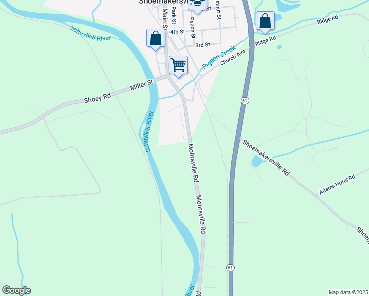 map of restaurants, bars, coffee shops, grocery stores, and more near 18 Mohrsville Road in Shoemakersville