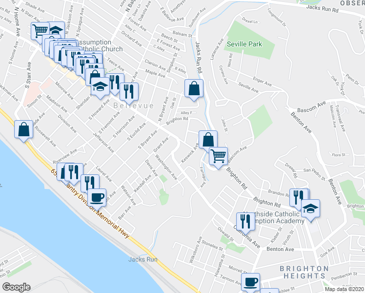 map of restaurants, bars, coffee shops, grocery stores, and more near 172 Lincoln Avenue in Pittsburgh