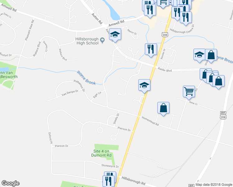 map of restaurants, bars, coffee shops, grocery stores, and more near 137 Hollow Oak Court in Hillsborough Township