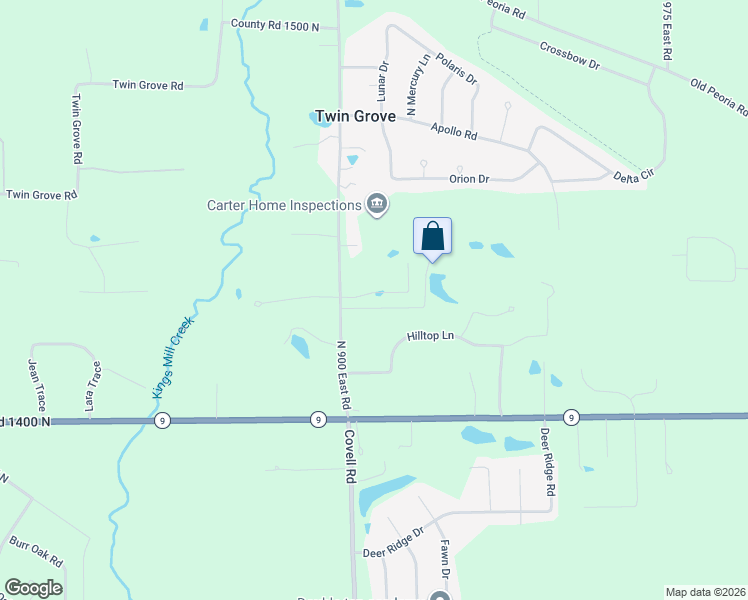 map of restaurants, bars, coffee shops, grocery stores, and more near 9101 Hardesty Run in Bloomington