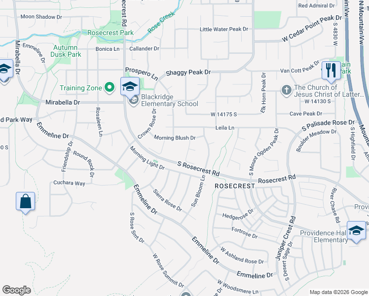 map of restaurants, bars, coffee shops, grocery stores, and more near 5347 Summer Wind Court in Herriman