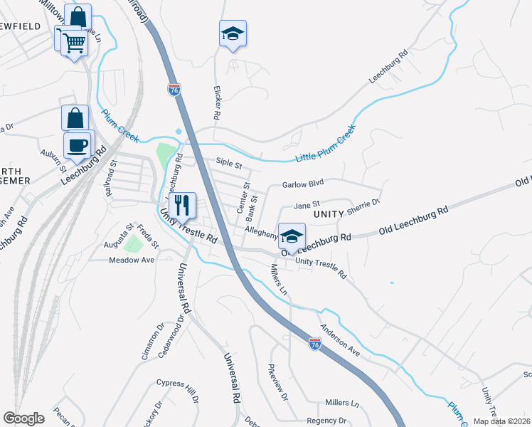 map of restaurants, bars, coffee shops, grocery stores, and more near 712 Garlow Boulevard in Pittsburgh