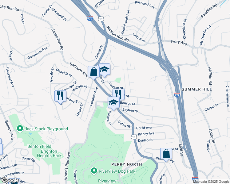 map of restaurants, bars, coffee shops, grocery stores, and more near 3936 Perrysville Avenue in Pittsburgh
