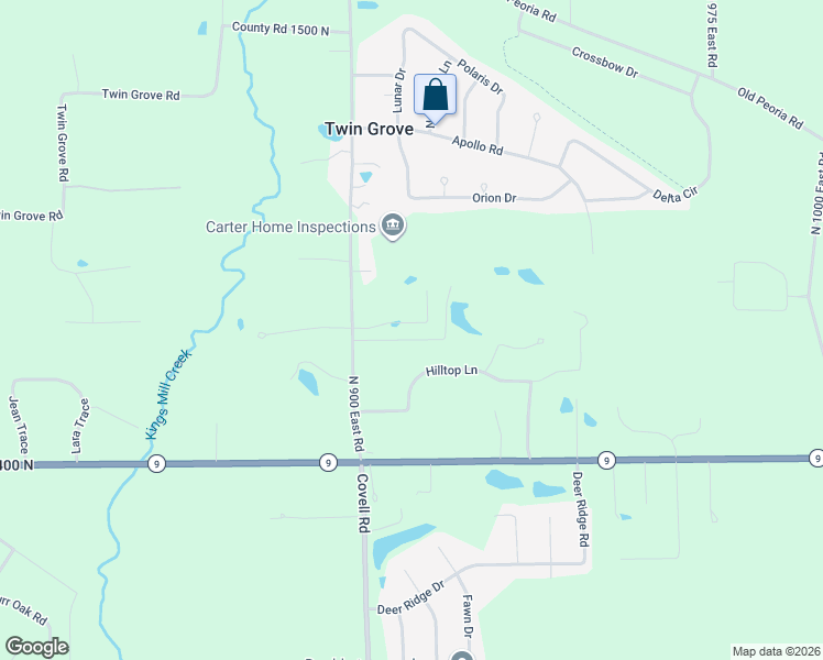 map of restaurants, bars, coffee shops, grocery stores, and more near 9101-9199 Hardesty Run in Bloomington