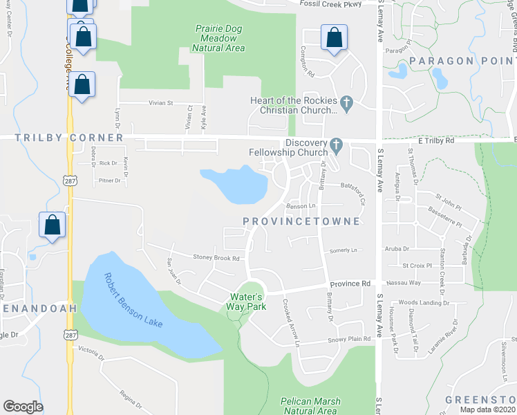 map of restaurants, bars, coffee shops, grocery stores, and more near 6909 Autumn Ridge Drive in Fort Collins