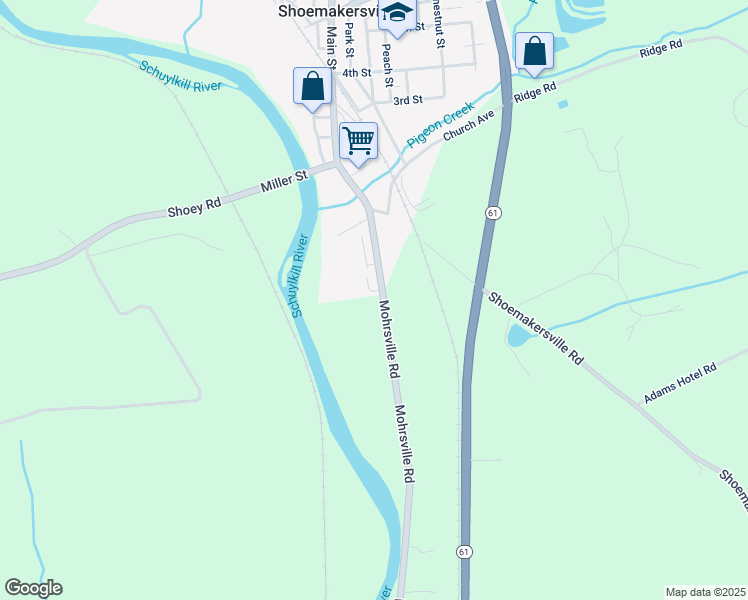 map of restaurants, bars, coffee shops, grocery stores, and more near 18 Mohrsville Road in Shoemakersville