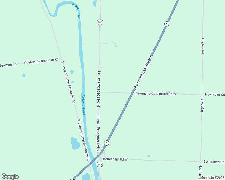 map of restaurants, bars, coffee shops, grocery stores, and more near 2630 Newmans-Cardington Road West in Prospect