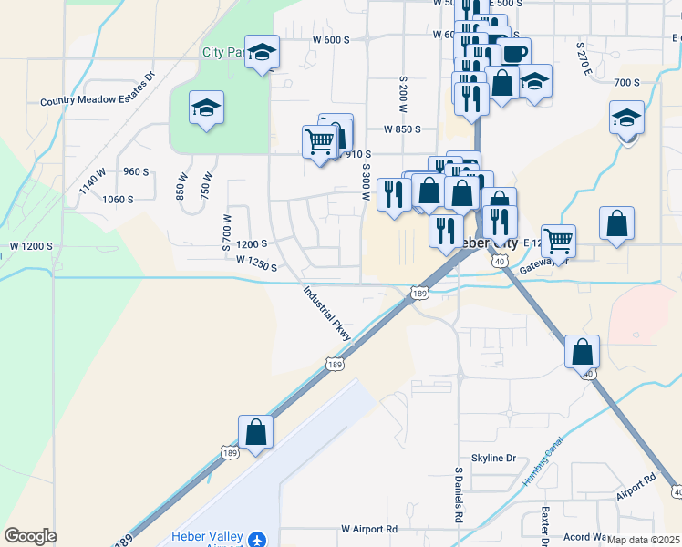 map of restaurants, bars, coffee shops, grocery stores, and more near 375 Meadow Walk Drive in Heber City