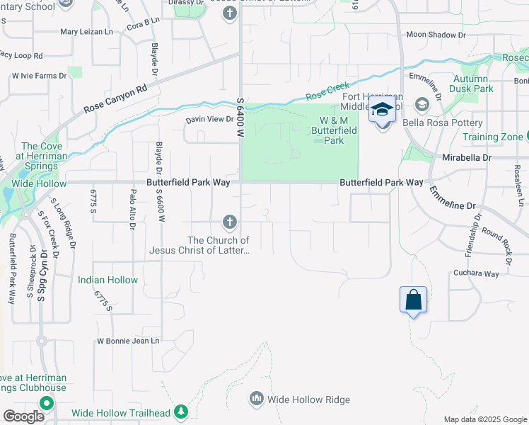 map of restaurants, bars, coffee shops, grocery stores, and more near 6363 West Light Hill Circle in Riverton