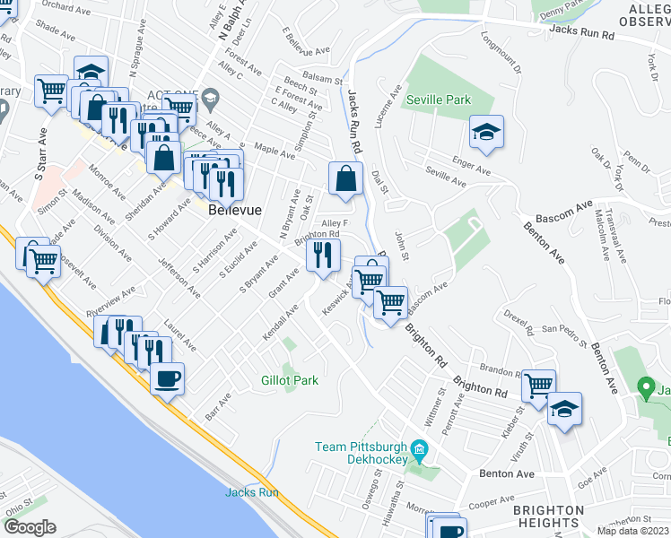 map of restaurants, bars, coffee shops, grocery stores, and more near 79 Sumner Avenue in Pittsburgh