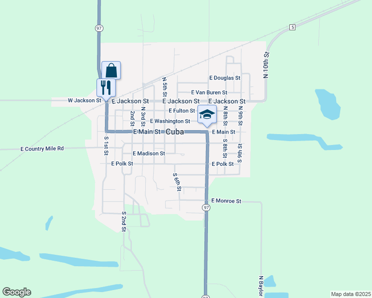 map of restaurants, bars, coffee shops, grocery stores, and more near 608-698 E Jefferson St in Cuba