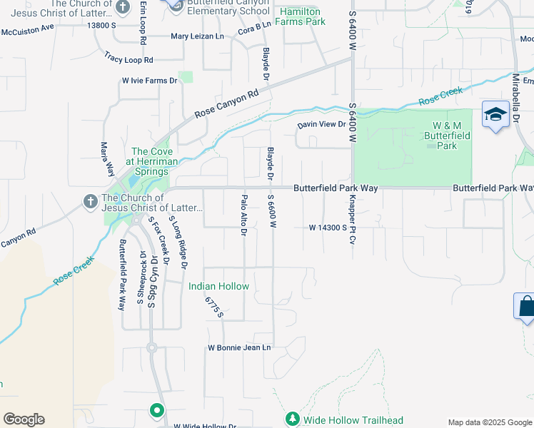 map of restaurants, bars, coffee shops, grocery stores, and more near 6634 Palo Alto Circle in Herriman