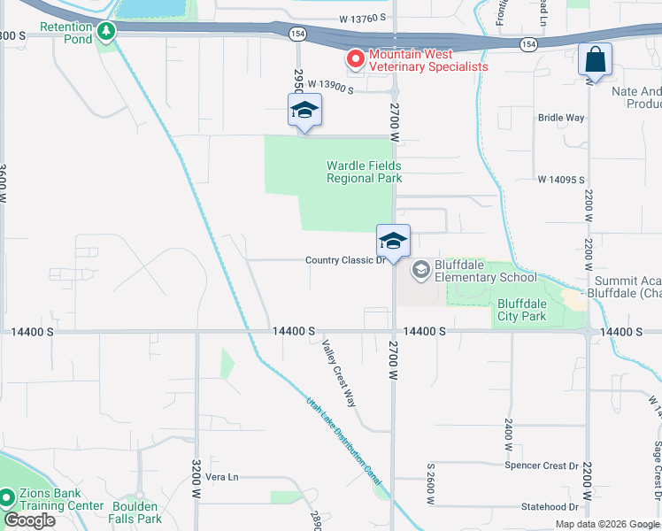 map of restaurants, bars, coffee shops, grocery stores, and more near 2859 Country Classic Drive in Riverton