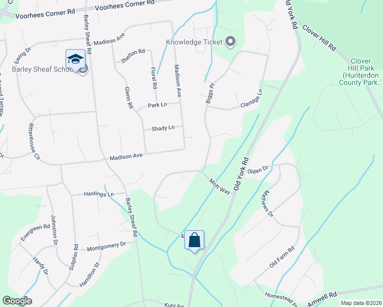 map of restaurants, bars, coffee shops, grocery stores, and more near 20 Madison Avenue in Flemington