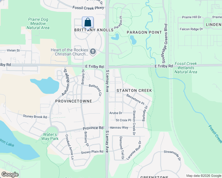 map of restaurants, bars, coffee shops, grocery stores, and more near 6720 Antigua Drive in Fort Collins