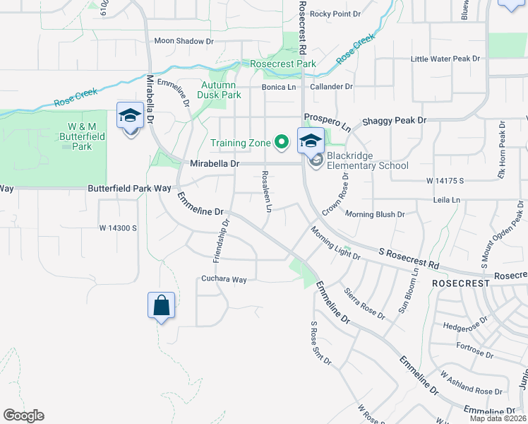 map of restaurants, bars, coffee shops, grocery stores, and more near 14237 South Arbor Rose Circle in Herriman