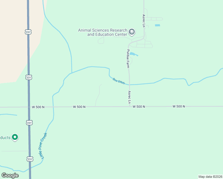 map of restaurants, bars, coffee shops, grocery stores, and more near 6002 West 500 North in West Lafayette