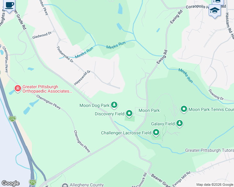 map of restaurants, bars, coffee shops, grocery stores, and more near 124 Hayeswold Drive in Allegheny County