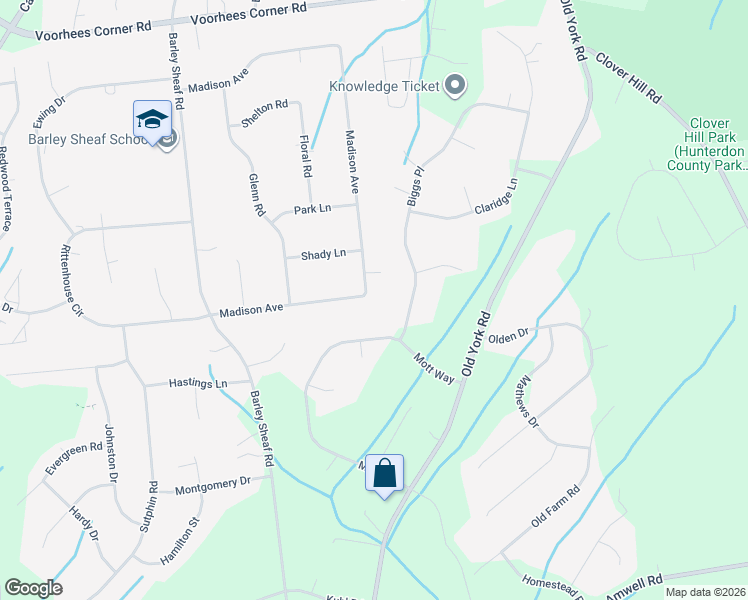 map of restaurants, bars, coffee shops, grocery stores, and more near 20 Madison Avenue in Flemington