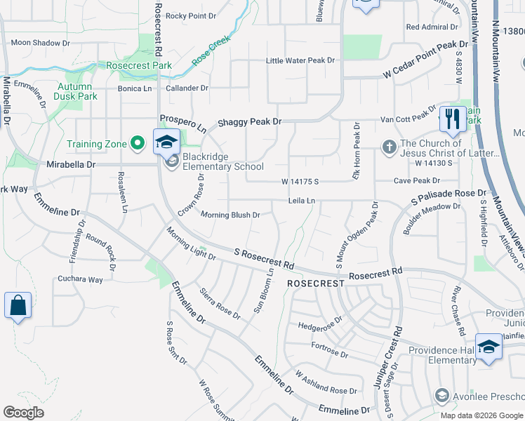 map of restaurants, bars, coffee shops, grocery stores, and more near 5332 Morning Blush Drive in Herriman