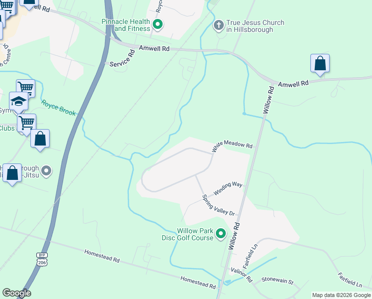 map of restaurants, bars, coffee shops, grocery stores, and more near 41 White Meadow Road in Somerset County
