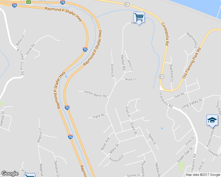 map of restaurants, bars, coffee shops, grocery stores, and more near 149 Herbst Road in Coraopolis