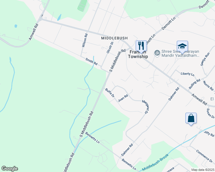 map of restaurants, bars, coffee shops, grocery stores, and more near 4 Buffa Drive in Franklin Township