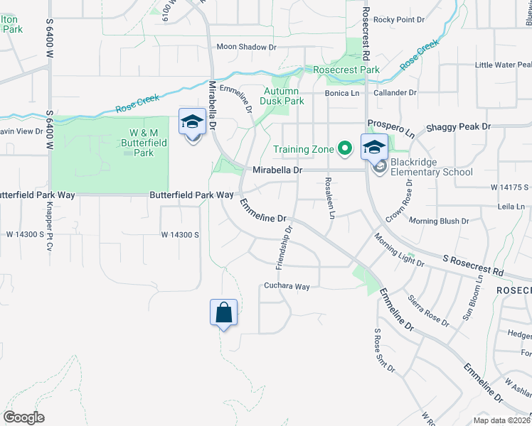 map of restaurants, bars, coffee shops, grocery stores, and more near 5856 Emmeline Drive in Herriman