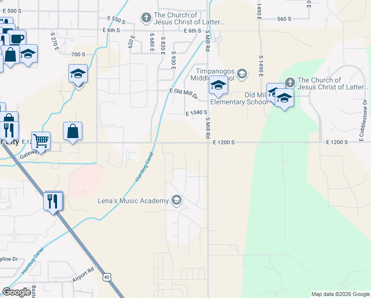 map of restaurants, bars, coffee shops, grocery stores, and more near 1243 South 1040 East in Heber City