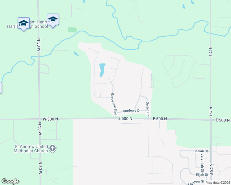 map of restaurants, bars, coffee shops, grocery stores, and more near 5119 Grapevine Boulevard in West Lafayette