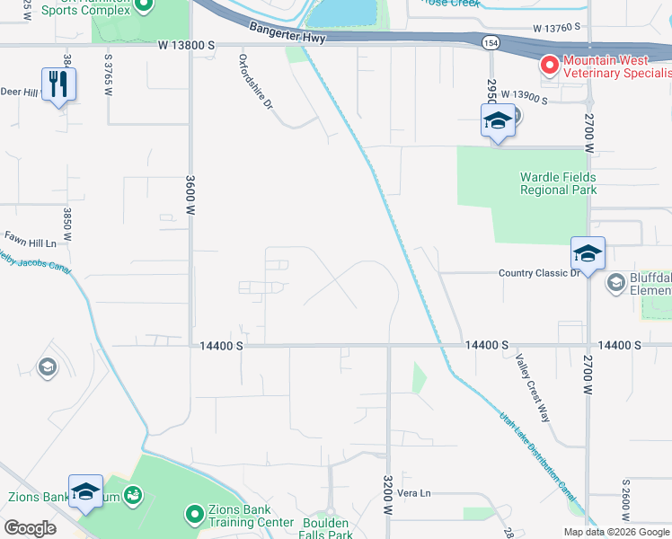 map of restaurants, bars, coffee shops, grocery stores, and more near 14253 Jemma Drive in Bluffdale