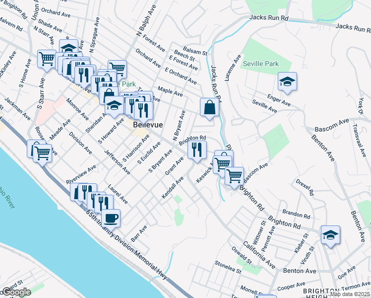 map of restaurants, bars, coffee shops, grocery stores, and more near 214 Lincoln Avenue in Pittsburgh