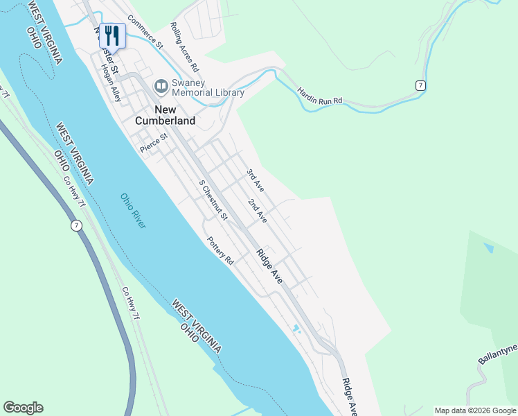 map of restaurants, bars, coffee shops, grocery stores, and more near 918S 2nd Ave in New Cumberland