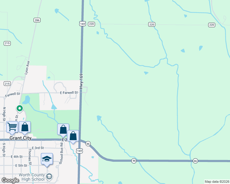 map of restaurants, bars, coffee shops, grocery stores, and more near in Grant City