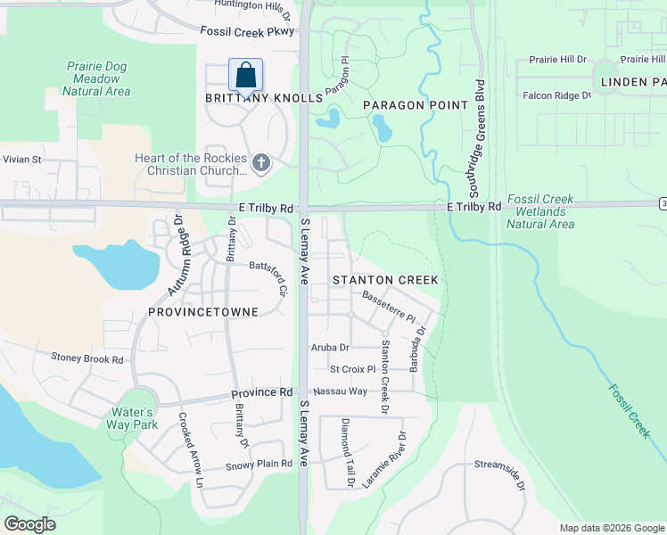 map of restaurants, bars, coffee shops, grocery stores, and more near 6720 Antigua Drive in Fort Collins