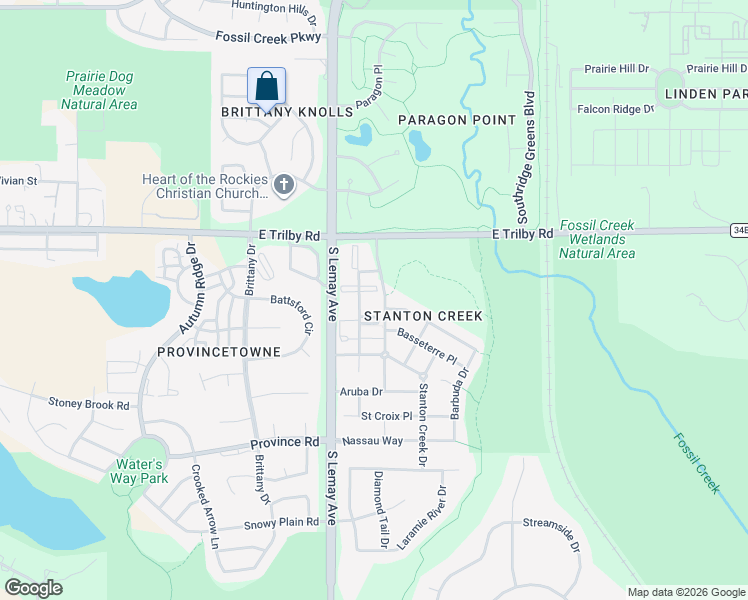 map of restaurants, bars, coffee shops, grocery stores, and more near 6720 Antigua Drive in Fort Collins