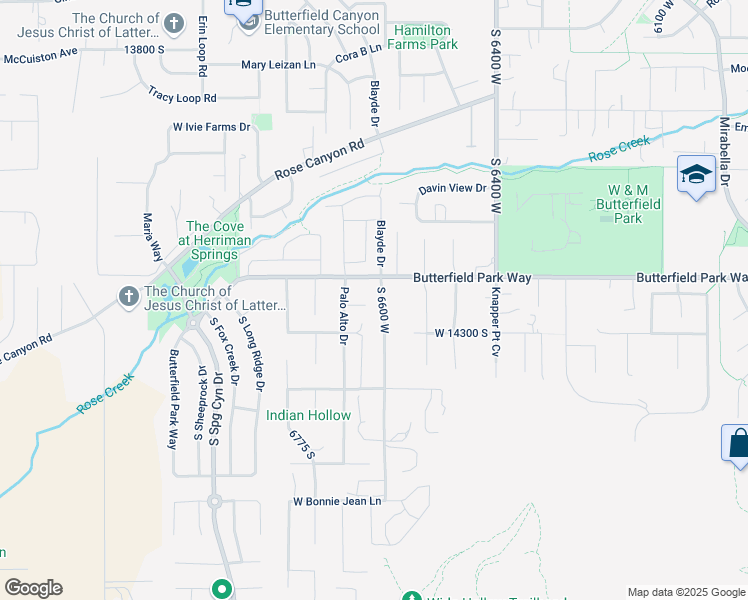 map of restaurants, bars, coffee shops, grocery stores, and more near 6634 Palo Alto Circle in Herriman