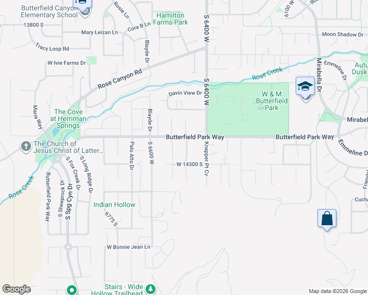 map of restaurants, bars, coffee shops, grocery stores, and more near 14238 South Knapper Way in Herriman