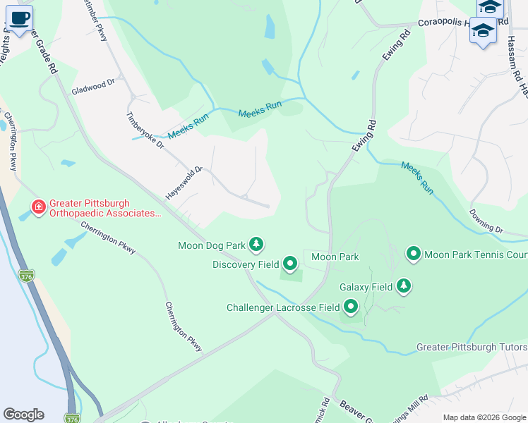 map of restaurants, bars, coffee shops, grocery stores, and more near 124 Hayeswold Drive in Allegheny County